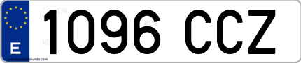 Ejemplo de matrícula de coche ordinaria 1096 CCZ