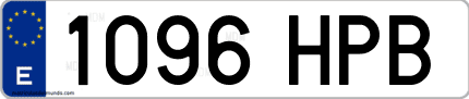 Ejemplo de matrícula de coche ordinaria 1096 HPB