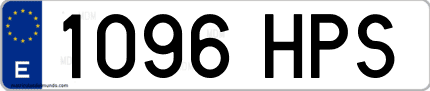 Ejemplo de matrícula de coche ordinaria 1096 HPS