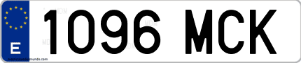 Ejemplo de matrícula de coche ordinaria 1096 MCK