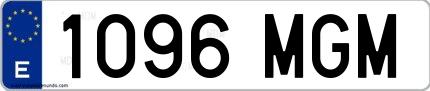 Ejemplo de matrícula española 1096 MGM