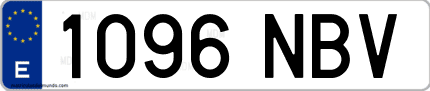 Ejemplo de matrícula de coche ordinaria 1096 NBV