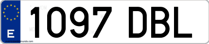 Ejemplo de matrícula de coche ordinaria 1097 DBL