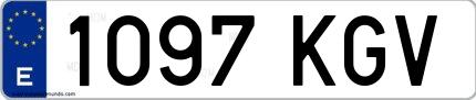 Ejemplo de matrícula española 1097 KGV
