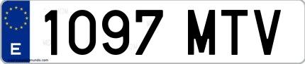 Ejemplo de matrícula española 1097 MTV