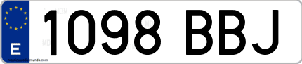 Ejemplo de matrícula de coche ordinaria 1098 BBJ