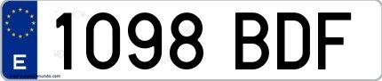 Ejemplo de matrícula española 1098 BDF