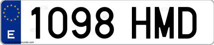 Ejemplo de matrícula española 1098 HMD