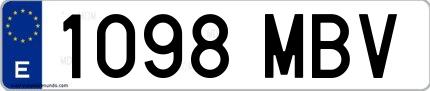 Ejemplo de matrícula española 1098 MBV