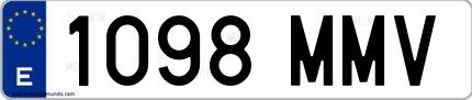 Ejemplo de matrícula española 1098 MMV