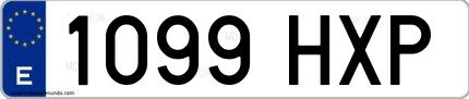 Ejemplo de matrícula española 1099 HXP