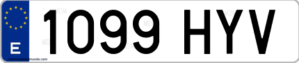Ejemplo de matrícula de coche ordinaria 1099 HYV