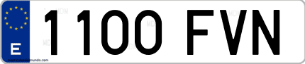 Ejemplo de matrícula de coche ordinaria 1100 FVN