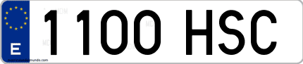 Ejemplo de matrícula de coche ordinaria 1100 HSC