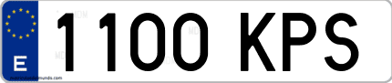 Ejemplo de matrícula de coche ordinaria 1100 KPS