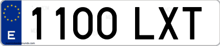 Ejemplo de matrícula de coche ordinaria 1100 LXT