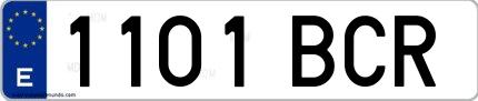 Ejemplo de matrícula española 1101 BCR