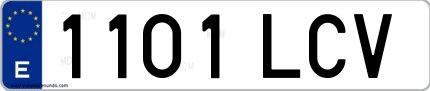 Ejemplo de matrícula española 1101 LCV