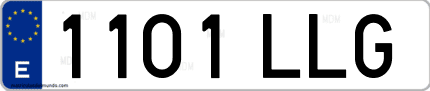 Ejemplo de matrícula de coche ordinaria 1101 LLG