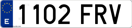 Ejemplo de matrícula de coche ordinaria 1102 FRV