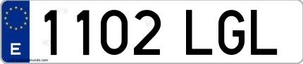 Ejemplo de matrícula española 1102 LGL