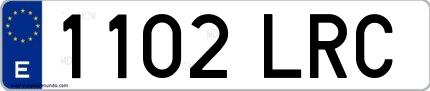 Ejemplo de matrícula de coche ordinaria 1102 LRC