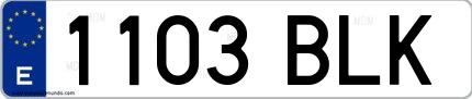 Ejemplo de matrícula española 1103 BLK