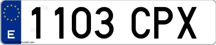 Ejemplo de matrícula española 1103 CPX