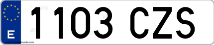 Ejemplo de matrícula de coche ordinaria 1103 CZS