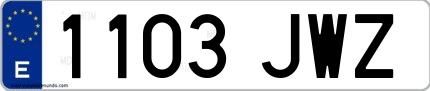 Ejemplo de matrícula española 1103 JWZ