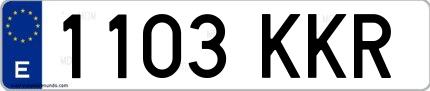 Ejemplo de matrícula española 1103 KKR