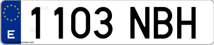 Ejemplo de matrícula de coche ordinaria 1103 NBH