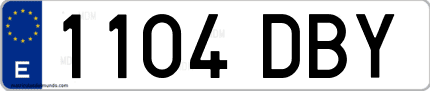 Ejemplo de matrícula de coche ordinaria 1104 DBY