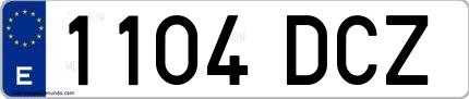 Ejemplo de matrícula española 1104 DCZ