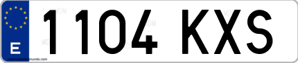 Ejemplo de matrícula de coche ordinaria 1104 KXS