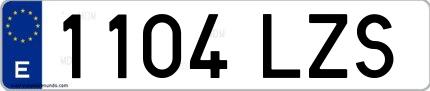 Ejemplo de matrícula española 1104 LZS