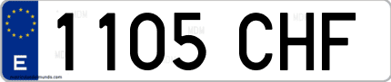 Ejemplo de matrícula de coche ordinaria 1105 CHF