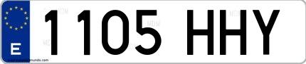 Ejemplo de matrícula española 1105 HHY