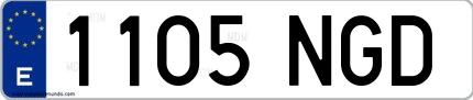 Ejemplo de matrícula española 1105 NGD