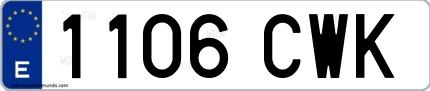 Ejemplo de matrícula española 1106 CWK