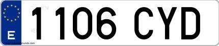 Ejemplo de matrícula española 1106 CYD
