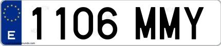 Ejemplo de matrícula española 1106 MMY