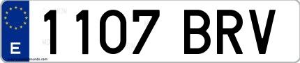 Ejemplo de matrícula española 1107 BRV