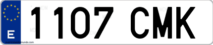 Ejemplo de matrícula de coche ordinaria 1107 CMK