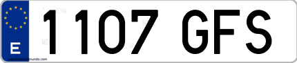 Ejemplo de matrícula de coche ordinaria 1107 GFS