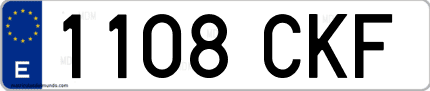 Ejemplo de matrícula de coche ordinaria 1108 CKF