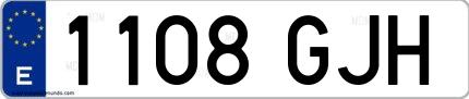 Ejemplo de matrícula española 1108 GJH