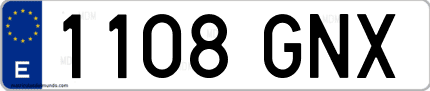 Ejemplo de matrícula de coche ordinaria 1108 GNX