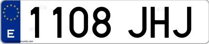 Ejemplo de matrícula española 1108 JHJ