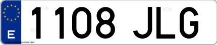 Ejemplo de matrícula española 1108 JLG